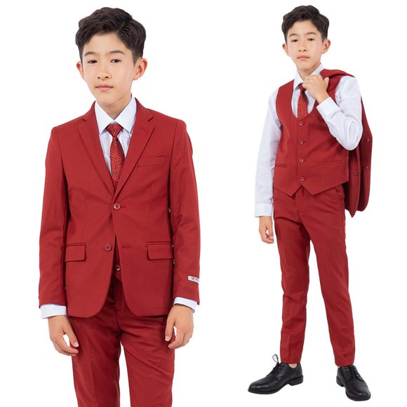 EXCLUSIVE Stacy Adams 5pc Boys Suit Slim-Fit, Red Brick - Picture 1 of 6